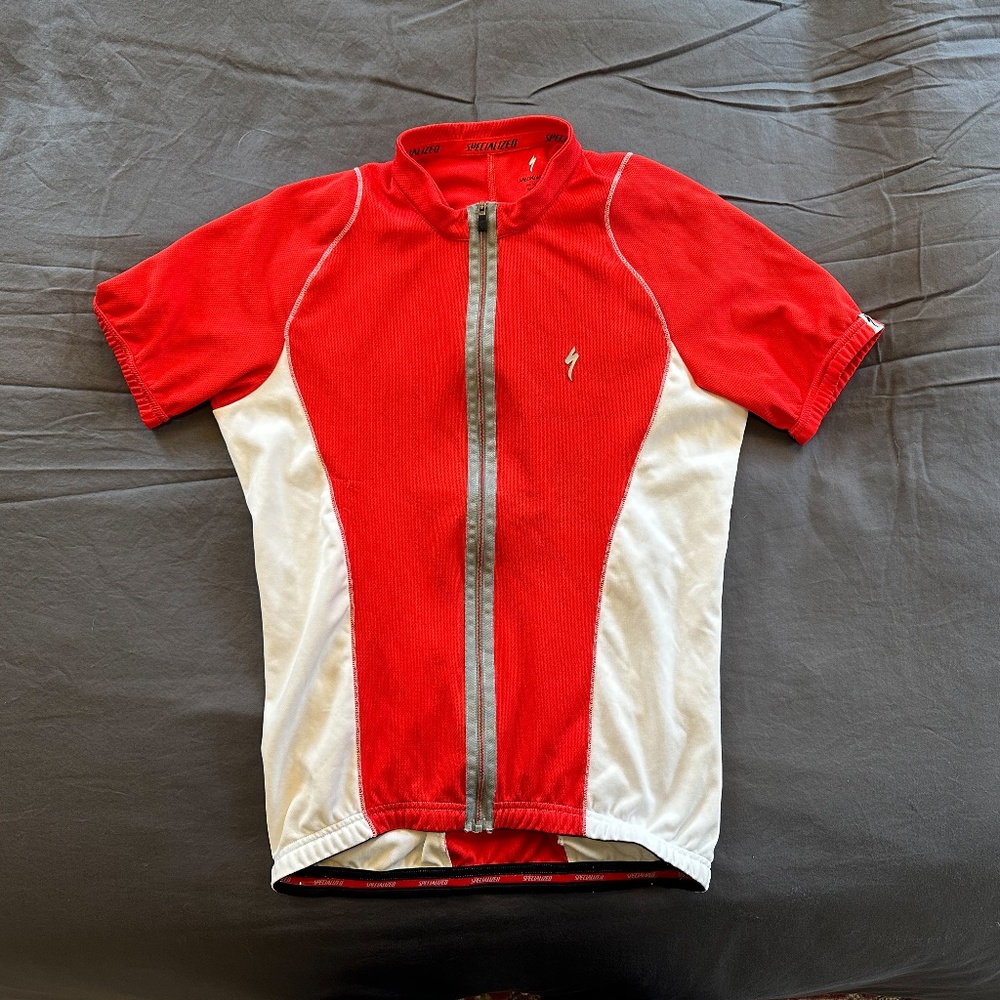 Specialized Men's Short Sleeve Full Zip Cycling Jersey Red White Medium